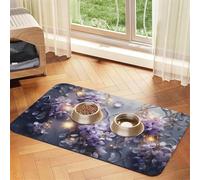 WZYCWB 30x45cm Pendant Violet Flower Patterned pet placemat Food mat - for cat and Dog Food Bowl mats, Foldable and Easy to Store