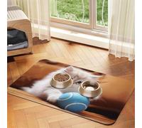 WZYCWB 30x45cm Persian cat Playing with a Ball Patterned pet placemat Food mat - for cat and Dog Food Bowl mats, Foldable and Easy to Store