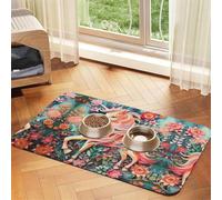 WZYCWB 30x45cm Pink Paper Cut Unicorn Printed Pet Absorbent Placemats - Non-Slip Food Mats for Dogs and Cats Food Bowls and Water Placemats