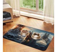 WZYCWB 30x45cm Polar Bear in Winter Printed Pet Absorbent Placemats - Non-Slip Food Mats for Dogs and Cats Food Bowls and Water Placemats