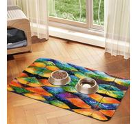 WZYCWB 30x45cm Rainbow Fish Scale Patterned pet placemat Food mat - for cat and Dog Food Bowl mats, Foldable and Easy to Store