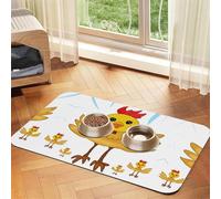WZYCWB 30x45cm Rooster in The Square Patterned pet placemat Food mat - for cat and Dog Food Bowl mats, Foldable and Easy to Store