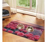 WZYCWB 30x45cm Roses by The sea Printed Pet Absorbent Placemats - Non-Slip Food Mats for Dogs and Cats Food Bowls and Water Placemats