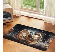 WZYCWB 30x45cm Rugby on Fire Patterned pet placemat Food mat - for cat and Dog Food Bowl mats, Foldable and Easy to Store