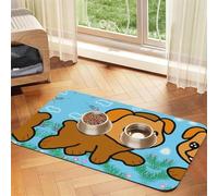 WZYCWB 30x45cm Running Cartoon Dog Patterned pet placemat Food mat - for cat and Dog Food Bowl mats, Foldable and Easy to Store