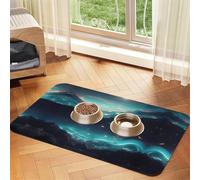 WZYCWB 30x45cm Science Fiction Stars Patterned pet placemat Food mat - for cat and Dog Food Bowl mats, Foldable and Easy to Store