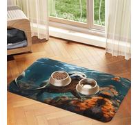 WZYCWB 30x45cm Seal pup in Water Patterned pet placemat Food mat - for cat and Dog Food Bowl mats, Foldable and Easy to Store