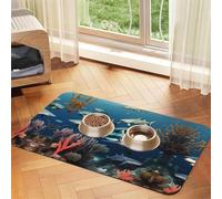 WZYCWB 30x45cm Sharks Under The sea Printed Pet Absorbent Placemats - Non-Slip Food Mats for Dogs and Cats Food Bowls and Water Placemats
