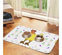 WZYCWB 30x45cm Singing Hen Patterned pet placemat Food mat - for cat and Dog Food Bowl mats, Foldable and Easy to Store