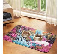 WZYCWB 30x45cm Strong Pink Unicorns. Printed Pet Absorbent Placemats - Non-Slip Food Mats for Dogs and Cats Food Bowls and Water Placemats