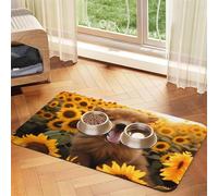 WZYCWB 30x45cm Sunflower Poodle Printed Pet Absorbent Placemats - Non-Slip Food Mats for Dogs and Cats Food Bowls and Water Placemats