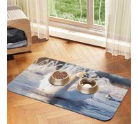 WZYCWB 30x45cm Swimming White Swans Printed Pet Absorbent Placemats - Non-Slip Food Mats for Dogs and Cats Food Bowls and Water Placemats