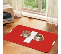 WZYCWB 30x45cm Swiss Flag Printed Pet Absorbent Placemats - Non-Slip Food Mats for Dogs and Cats Food Bowls and Water Placemats