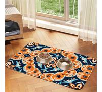 WZYCWB 30x45cm Symmetrical Flowers Printed Pet Absorbent Placemats - Non-Slip Food Mats for Dogs and Cats Food Bowls and Water Placemats