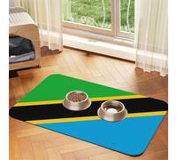 WZYCWB 30x45cm Tanzania Flag Printed Pet Absorbent Placemats - Non-Slip Food Mats for Dogs and Cats Food Bowls and Water Placemats