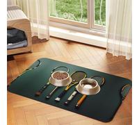 WZYCWB 30x45cm Tennis Balls and Rackets Patterned pet placemat Food mat - for cat and Dog Food Bowl mats, Foldable and Easy to Store