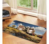 WZYCWB 30x45cm Texas Farm Tractor Printed Pet Absorbent Placemats - Non-Slip Food Mats for Dogs and Cats Food Bowls and Water Placemats