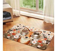 WZYCWB 30x45cm The Fox in The Bush Printed Pet Absorbent Placemats - Non-Slip Food Mats for Dogs and Cats Food Bowls and Water Placemats