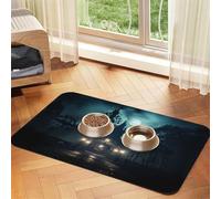 WZYCWB 30x45cm The Ghost in The Night Patterned pet placemat Food mat - for cat and Dog Food Bowl mats, Foldable and Easy to Store