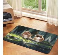WZYCWB 30x45cm The Girl by The River. Patterned pet placemat Food mat - for cat and Dog Food Bowl mats, Foldable and Easy to Store
