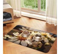 WZYCWB 30x45cm The Honeybee. Printed Pet Absorbent Placemats - Non-Slip Food Mats for Dogs and Cats Food Bowls and Water Placemats