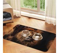 WZYCWB 30x45cm The Lion's Gaze Printed Pet Absorbent Placemats - Non-Slip Food Mats for Dogs and Cats Food Bowls and Water Placemats