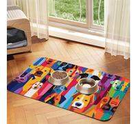 WZYCWB 30x45cm The Staring Dog. Printed Pet Absorbent Placemats - Non-Slip Food Mats for Dogs and Cats Food Bowls and Water Placemats