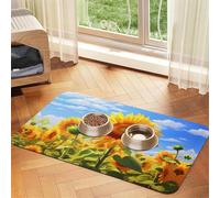 WZYCWB 30x45cm Thriving Sunflower Patterned pet placemat Food mat - for cat and Dog Food Bowl mats, Foldable and Easy to Store