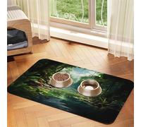 WZYCWB 30x45cm Tropical rain Forest Printed Pet Absorbent Placemats - Non-Slip Food Mats for Dogs and Cats Food Bowls and Water Placemats