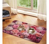 WZYCWB 30x45cm Various Flowers Printed Pet Absorbent Placemats - Non-Slip Food Mats for Dogs and Cats Food Bowls and Water Placemats