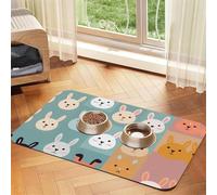 WZYCWB 30x45cm Various Rabbits Printed Pet Absorbent Placemats - Non-Slip Food Mats for Dogs and Cats Food Bowls and Water Placemats