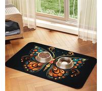 WZYCWB 30x45cm Vintage Butterfly Shape Printed Pet Absorbent Placemats - Non-Slip Food Mats for Dogs and Cats Food Bowls and Water Placemats