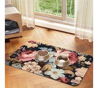 WZYCWB 30x45cm Vintage Floral Pattern Printed Pet Absorbent Placemats - Non-Slip Food Mats for Dogs and Cats Food Bowls and Water Placemats