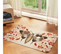 WZYCWB 30x45cm Vintage Insect Pattern Printed Pet Absorbent Placemats - Non-Slip Food Mats for Dogs and Cats Food Bowls and Water Placemats