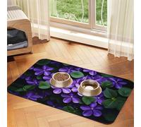 WZYCWB 30x45cm Violets in Bloom Printed Pet Absorbent Placemats - Non-Slip Food Mats for Dogs and Cats Food Bowls and Water Placemats