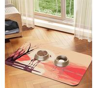 WZYCWB 30x45cm Walking Giraffe Printed Pet Absorbent Placemats - Non-Slip Food Mats for Dogs and Cats Food Bowls and Water Placemats