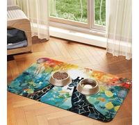 WZYCWB 30x45cm Watercolor Giraffe Printed Pet Absorbent Placemats - Non-Slip Food Mats for Dogs and Cats Food Bowls and Water Placemats