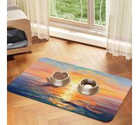 WZYCWB 30x45cm Whale's Tail Printed Pet Absorbent Placemats - Non-Slip Food Mats for Dogs and Cats Food Bowls and Water Placemats