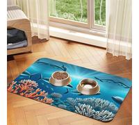 WZYCWB 30x45cm Whales Under The sea Printed Pet Absorbent Placemats - Non-Slip Food Mats for Dogs and Cats Food Bowls and Water Placemats