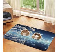 WZYCWB 30x45cm White Clouds Over The sea Printed Pet Absorbent Placemats - Non-Slip Food Mats for Dogs and Cats Food Bowls and Water Placemats