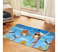 WZYCWB 30x45cm White Crane and Hanging Tower Printed Pet Absorbent Placemats - Non-Slip Food Mats for Dogs and Cats Food Bowls and Water Placemats