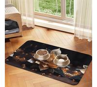 WZYCWB 30x45cm White Delicate Lotus Flower Patterned pet placemat Food mat - for cat and Dog Food Bowl mats, Foldable and Easy to Store