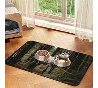 WZYCWB 30x45cm White Horse in The Jungle Printed Pet Absorbent Placemats - Non-Slip Food Mats for Dogs and Cats Food Bowls and Water Placemats