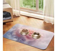 WZYCWB 30x45cm White Rose Printed Pet Absorbent Placemats - Non-Slip Food Mats for Dogs and Cats Food Bowls and Water Placemats