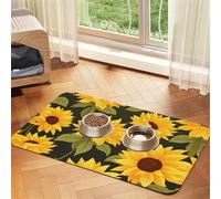 WZYCWB 30x45cm Windblown Sunflower Printed Pet Absorbent Placemats - Non-Slip Food Mats for Dogs and Cats Food Bowls and Water Placemats