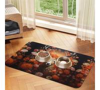 WZYCWB 40x60cm Antelope and Flowers Patterned pet placemat Food mat - for cat and Dog Food Bowl mats, Foldable and Easy to Store