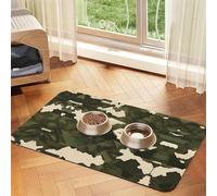 WZYCWB 40x60cm Army Camouflage Printed Pet Absorbent Placemats - Non-Slip Food Mats for Dogs and Cats Food Bowls and Water Placemats