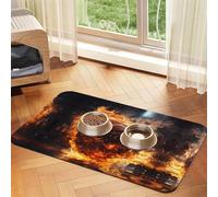 WZYCWB 40x60cm Basketball on Fire and Water Flame Splashing Patterned pet placemat Food mat - for cat and Dog Food Bowl mats, Foldable and Easy to Store
