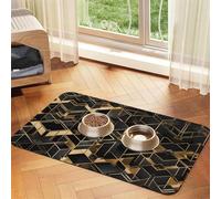WZYCWB 40x60cm Black and Gold Plaid 2 Printed Pet Absorbent Placemats - Non-Slip Food Mats for Dogs and Cats Food Bowls and Water Placemats