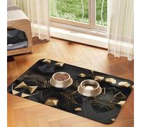 WZYCWB 40x60cm Black and Gold Plaid Printed Pet Absorbent Placemats - Non-Slip Food Mats for Dogs and Cats Food Bowls and Water Placemats